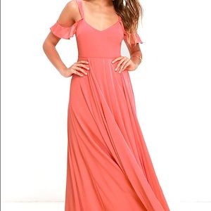 ROMANTIC FANTASY CORAL PINK MAXI DRESS